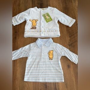 Disney Baby Blue Pooh Sweater and Striped Long Sleeve